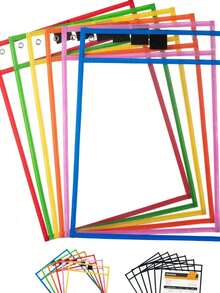 OBOVAY 1/2/4/6/8/10pcs Reusable Dry Erase Pockets, Large Size Writable And Erasable Pockets, Transparent Plastic File Sleeves, Teacher School Classroom Supplies, Learning Supplies, Back To School - A - View 6