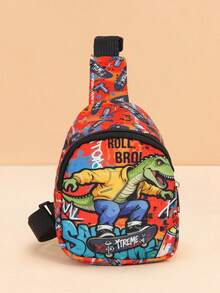 1PC Toddler Dinosaur And Shark Pattern Chest Bag, Adjustable Shoulder Strap One Shoulder Crossbody Bag, Lightweight Comfortable Casual Bag Suitable For Toddler School And Daily Wear - Multicolor - View 8