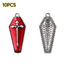 10pcs Enamel Halloween Pendants 25*11mm Cute Vampire Cross Coffin Charms, For Jewelry Making, Women's Earrings Necklace Keychain Gothic Style Accessories - Multicolor - View 11