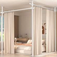 Room Divider For Room Separation,4-10ft(H) 28-140inch(W) Adjustable Temporary Privacy Wall Divider, Tension Curtain Rods No Drilling, Heavy Duty Partition Space Separator Freestanding,Black - White - View 1