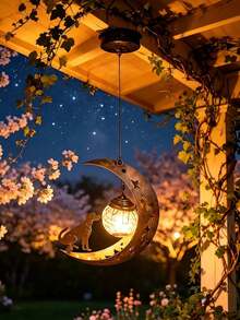 1pc Cat/Dog Hollow Crackle Glass Solar Landscape Light, Waterproof Vintage Outdoor Decorative Light, Suitable For Yard, Garden, Balcony Decoration - Multicolor - View 2