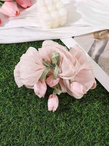 1 Large Tulip Hair Claw For Thick Hair, Daily, Dating Outfit Accessory - Pink - View 3