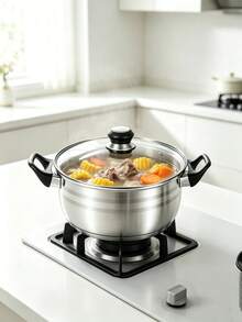 12pcs/6pcs Stainless Steel Cookware Set Stockpot Saucepan Frying Pan Set With Tempered Glass Lids Heat Resistant Handles Induction Gas Electric Stove Compatible Kitchen Cooking Pots Pans,Durable And Easy To Clean - View 4