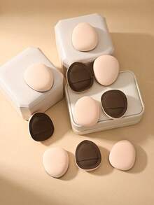 10pcs Brown Mini Cushion Finger Puff, Fits Finger Pads For Local Concealing, Wet And Dry Use, Suitable For Home Or Makeup Artist Use - Brown - View 2