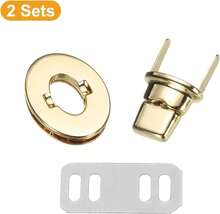 Uxcell 2Pcs Twist Turn Lock Clasp, 30 X 24mm Closures Lock Fasteners For Purse Zinc Alloy Oval Bag Closure Clip Hardware Accessories For DIY Handbag Craft, Gold - ColorB - View 3