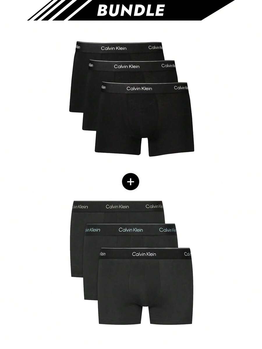 Calvin Klein [حزمة] 3 عبوات سراويل داخلية رجالية + 3 عبوات سراويل داخلية - أسود + أسود - مشاهدة 1