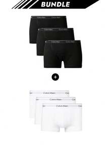 Calvin Klein [حزمة] 3 عبوات من سراويل داخلية جينز + 3 عبوات من سراويل داخلية قطنية حديثة - أبيض وأسود - مشاهدة 1