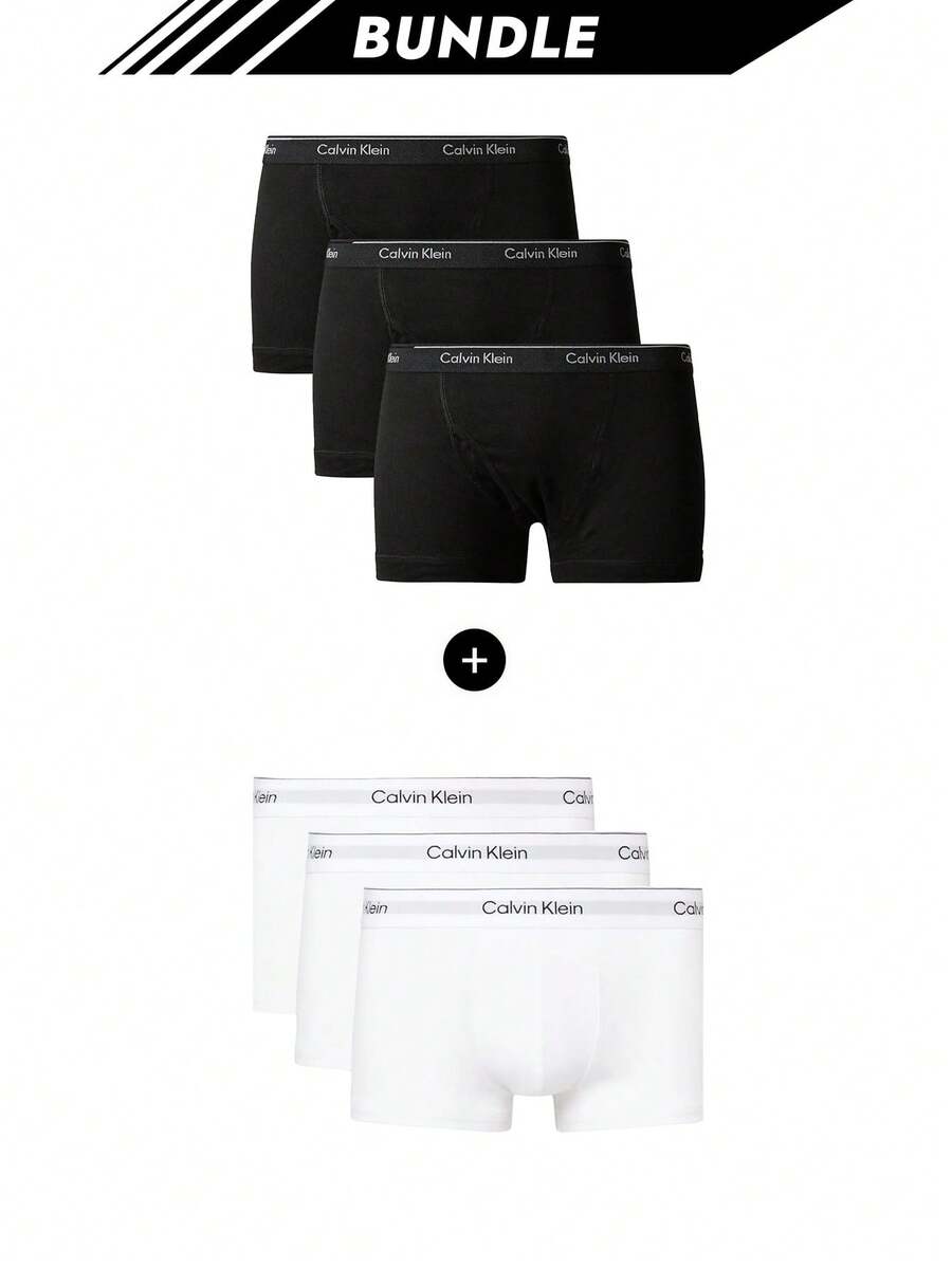 Calvin Klein [حزمة] 3 عبوات من سراويل داخلية جينز + 3 عبوات من سراويل داخلية قطنية حديثة - أبيض وأسود - مشاهدة 1