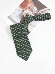1PC Men's Casual Dog/Giraffe Pattern Hand-Tied Tie, Suitable For Business Daily Commute Matching - Multicolor - View 10