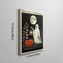 1pc Cute Ghost Canvas Wall Art Decor Spooky Halloween Poster Retro Pumpkin Print Gothic Moonglow Painting Aesthetic Hanging Picture Funny Quote Artwork For Bedroom Living Room Holiday Home Decor Unframed /Framed/Wooden Hanging - Pattern - View 20