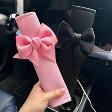 Solid Color Bowknot Ice Silk Seat Belt Shoulder Pad, Non-Slip Car Seat Belt Protector, Car Decoration Accessory - A - View 6