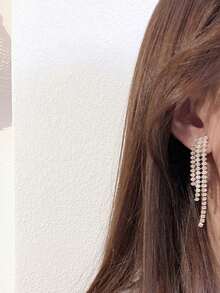 Andkiss Cubic Zirconia Tassel Drop Earrings - Yellow Gold - View 4