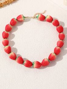 NAIZHU 1/2pcs Fashion Creative Colorful Y2K Dopamine Resin Fruit Necklace Strawberry Apple Necklace Daily Party Accessory - Multicolor - View 27