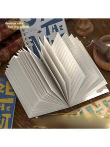 American Retro A7 Mini Loose-Leaf Pocket Notebook, Bold English Cover, 80 Sheets Thick Lined Inner Pages, Portable Small Memo Planner For Students, Office And Travel - Multicolor - View 3