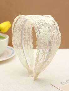 1件裝黑色鏤空蕾絲花卉刺繡髮箍，優雅時尚波西米亞風女性髮飾，適合日常穿搭、約會、聚會與外出 - 黑色 - 查看 4