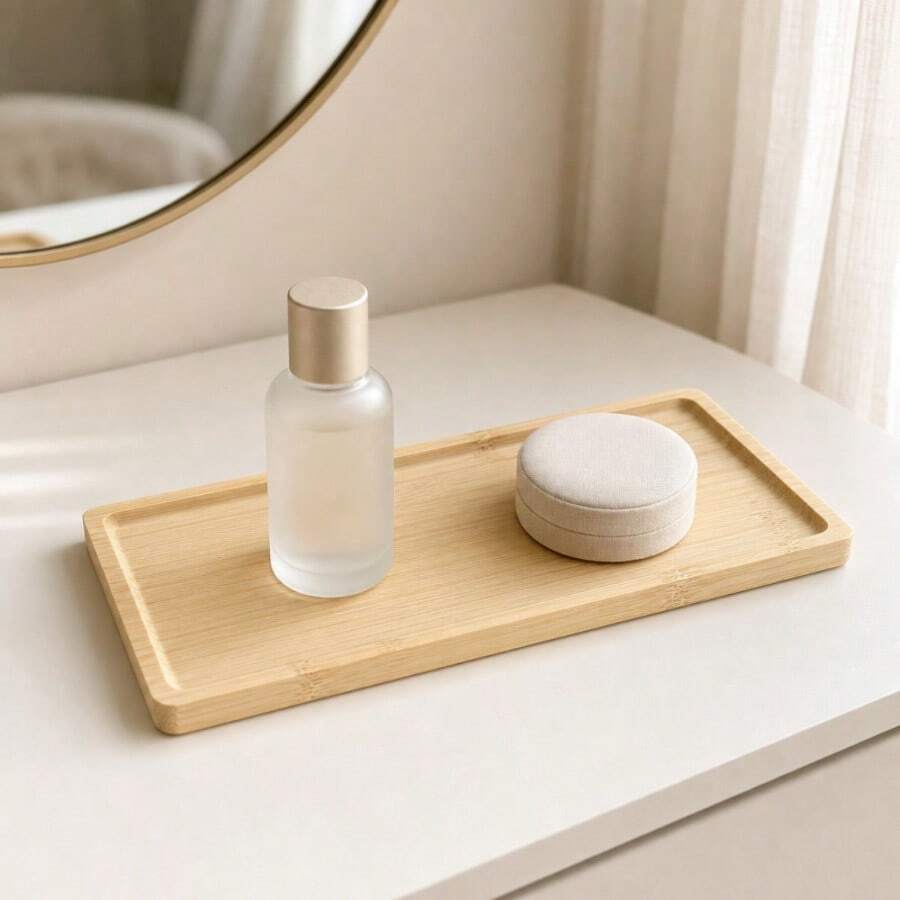 5Pcs Multi-Scene Multi-Functional Bamboo Oval Coasters, Multi-Use Bathroom Decor Tray, Aromatherapy & Jewelry Storage Dish, Table Decor For Christmas Thanksgiving Holiday Party, Non-Food Contact - Champagne - View 1