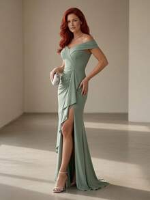 Long Emerald Dress, Blue, Green, Red, Marsala, Rose, Olive + Colors - 橄欖綠 - 查看 4