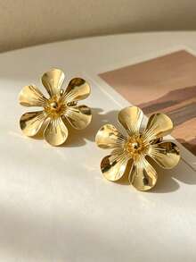 2 Stücke minimalistische Metall-Haarspangen in Gold mit Blumen, vielseitige French-Style-Clips für seitliche Ponyfransen, Haaraccessoire für Alltag, Hochzeit und Party - Verschiedenfarbig - Übersicht 2