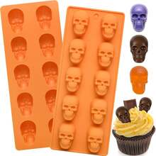Skull Chocolate Mold, Halloween Skull Candy Mold, 10-Cavity Silicone Mold, Suitable For Gummies, Jelly, Ice Cubes, 3D Cookies, Cupcake Decoration - Multicolor - View 7