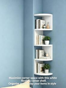 1pc Corner Wall Shelf, Moisture-Proof, No-Drill, Wall-Mounted Bedroom Wall Corner Bookshelf, Kitchen Triangle Cabinet Storage Rack - Multicolor - View 14