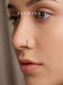 1pc S925 Sterling Silver Zirconia Clover Nose Ring, 3pcs Diamond Eight-Pointed Star Nose Rings, Pure Silver 14K Gold Plated, 16g Nose Jewelry, Unisex Nose And Ear Piercing Accessories, Classic Clover Jewelry, Minimalist Unique, Suitable For Daily Wear/Party Wear - Multicolor - View 11
