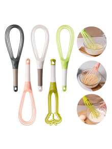 1PC Dual-Color Plastic Rotating Integrated Handheld Egg Beater, Multiple Colors Available, Creative Butterfly And Water Drop Design Egg Whisk, Easy To Clean With Hanging Hole, Suitable For Home Cake Batter And Cream Mixing, Kitchen Baking Tool - Multicolor - View 13