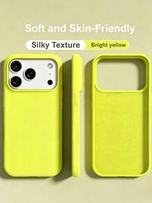 Luxury Shockproof Soft Beige Friendly Phone Case, Compatible With IPhone 17 16 15 Pro 14 Plus 13 12 11 17 Pro Max Air XR XS Max X/XS 7/8 Plus 7/8, Anti-Drop Smooth Protective Cover, Durable, Minimalist Design, Skin-Friendly Material - Bright Yellow - View 1