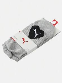 Puma Women's Mid-Calf Grey Sports Socks - Black and Gray - View 3