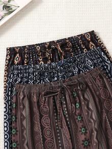 Women's Pajama Pants, 3-Piece Long Pants Set, Loungewear, Suitable For Spring And Summer - Multicolor - View 4