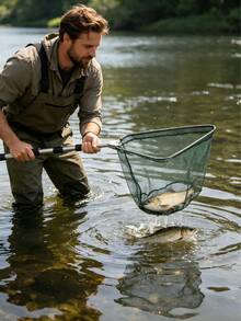 1pc Integrated Fishing Net, With A Deepened And Reinforced Design, Is Very Suitable For Freshwater Fishing. It Is Easy To Grab And Release, And Neither Big Fish Nor Small Fish Can Escape. - Multiple Specifications - View 2