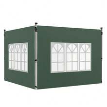 Set Of 2 Side Panels For 3x3/3x4 M Gazebo, Side Wall With Window, Waterproof, Green - 2件墨綠色 - 查看 9