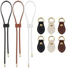3+6Pcs PU Leather Drawstring Replacement With Purse Strap Mount Hook For Handbag Bucket Bag Detachable PU Pull String Strap Sew On Leather Buckle Bag Side D-Ring Clips For DIY Bag Making - 9Pcs/Set - View 9