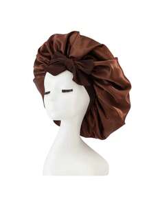 1pc Bow Satin Sleep Cap, Adjustable Long Ribbon Anti-Frizz Hair Wrap, Oversized Ruffle Silky Hair Bonnet, Multi-Color Options, Suitable For Sleep, Skincare, Curly Hair Care, Women's Daily Hair Care, All-Season Style - Multicolor - View 12