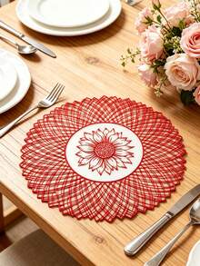 1/4/6pcs Creative Lotus PVC Gold Foil Placemats, Hotel Restaurant Decorative Heat-Resistant Non-Slip Table Mats, Western Style Table Mats For Weddings, Parties, Valentine's Day, Holiday Celebrations, Picnics, Camping, Birthday Banquets, Dining Table Decoration - Multicolor - View 2