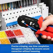 Set Alat Pengepres Multi-Fungsi Presisi Tanpa Ribet, Set Terminal Pengepres Tahan Lama dengan Tekanan yang Dapat Diatur, Set Tang Pengepres Kawat Presisi dengan Pegangan Anti Selip - Pengepresan Presisi, Pegangan Anti Selip, Hemat Waktu dan Tanpa Ribet, Tahan Lama, Tekanan yang Dapat Diatur, Cocok untuk Perbaikan Sirkuit Industri, Renovasi Listrik dan Air Rumah Tangga, (Set 1/160/400/800/1200 pcs) - Berbagai gaya - View 3