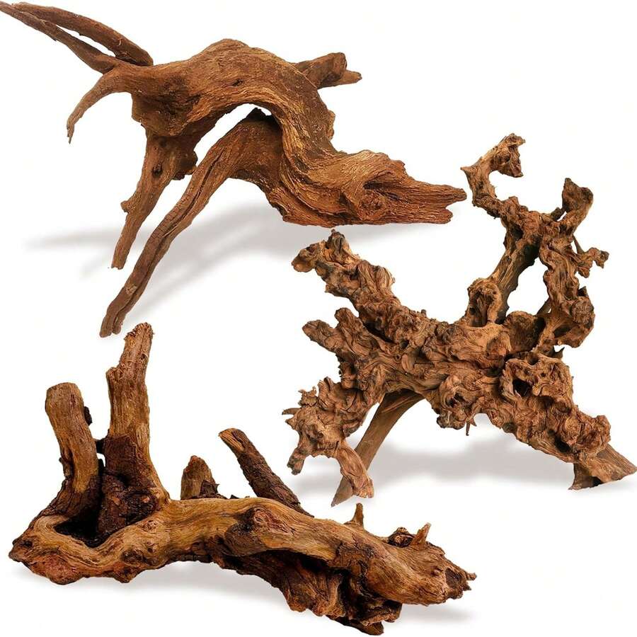 3pcs Wood Aquarium Driftwood Suitable For Fish Tank & Reptile Terrarium, Fast-Sinking Branches With Assorted Lengths, Shrimp, Snails, Aquascaping Decor For Fish Tanks And Reptile Habitat - 3 Pcs - View 1