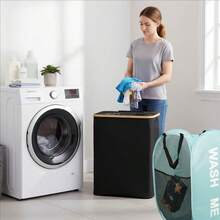 1 Set Foldable Large Capacity Dirty Clothes Basket, Large Capacity Laundry Hamper With Lid, Storage Box With Wheels And Handles, Includes Removable Inner Bag With Lid Storage Container, Foldable Space-Saving Bedroom Wardrobe, Portable Laundry Basket, Clothes Storage Box, Suitable For Home, Bathroom, Washroom, Washing Machine, Clothes Organization And Storage Organizer, Applicable For Back To School Season And Christmas Events - Multicolor - View 11