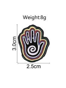 1pc Mystical Spiral Hand Enamel Pin,Vintage Layered Colorful Hand And Spiral Symbol Badge, Fashion Accessory, Gift For Mystic Lovers - Multicolor - View 3