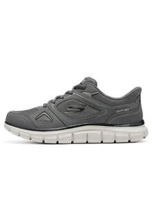 Skechers Lightweight Breathable Mesh Lace-Up Low-Top Walking Shoes For Men, Versatile Casual Sneakers For Daily Commute - Dark Gray - View 1