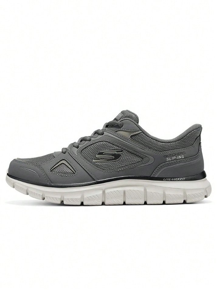 Skechers Lightweight Breathable Mesh Lace-Up Low-Top Walking Shoes For Men, Versatile Casual Sneakers For Daily Commute - Dark Gray - View 1