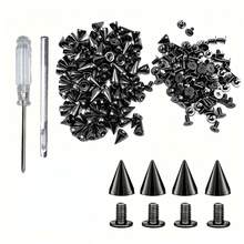 100pcs Punk Rivet Screw Studs, 7 X 10mm, Rust-Resistant Decorative Rivets, Clothing Screw Rivets, DIY Rivets, Screw Studs, Metal Gothic Spikes, Decorative Rivets, Pointed Rivets, Suitable For Bags, Clothing, Shoes - A - View 10