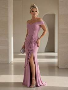 Long Emerald Dress, Blue, Green, Red, Marsala, Rose, Olive + Colors - 紫丁香 - 查看 2