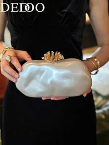 New Metal Decor Shoulder Bag For Women, Spring/Summer - White - View 8