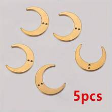 5Pcs Stainless Steel Double Hole Moon Pendant Suitable For DIY Handmade Tassel Earrings And Jewelry Charms - Pendants - View 10