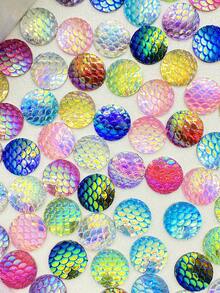 1 Pack 50pcs Round Iridescent Gradient Fish Scale Resin Sequins DIY Clothing Accessories Shoes Hats Bags Hair Accessories - Light Pink AB - View 1
