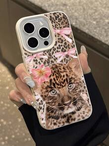 1pc Minimalist Leopard Print Cute Leopard Pattern Lychee Texture Anti-Drop Anti-Slip Soft Phone Case Protective Cover Compatible With Apple And Phones - Multicolor - View 6