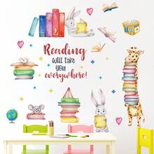 1/2 Sheets Owl & Books Wall Stickers For Kids Room - Back To School Decor, Cartoon Animal Learning Corner Decals For Boys Girls Bedroom Classroom - Multicolor - View 5