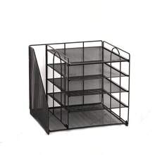 Multi-Layer File Organizer, Large Capacity Magazine, Stationery And Paper Storage Tray, Made Of Metal Mesh Material, Workspace Storage Accessory, Desktop File Holder, Suitable For Home, Office And School - Multiple Styles - View 11
