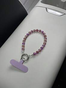 1 Stück Premium Eis-Riss-Perlen-Kurz-Handy-Lanyard, Kristall-Perlen-Handy-Dekoration-Hängekette, glitzerndes DIY-Perlen-Kristall-Handy-Lanyard, universelles Handyhülle-Anti-Verlust-Hängeseil, modischer vielseitiger Handy-Anhänger-Hängekette - Verschiedenfarbig - Übersicht 5