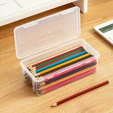 1/2/4pcs Large Capacity Transparent PP Storage Boxes, Office Supplies Storage Boxes, School Supplies Storage Boxes, Desktop Organizer And Accessories, Stackable, Clear Visibility, Secure Closure, Stationery Storage Boxes - Multicolor - View 6
